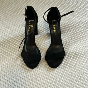 Black suede strap dress shoes